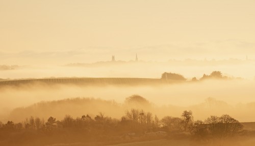 Early morning view from Denbury Down in Devon