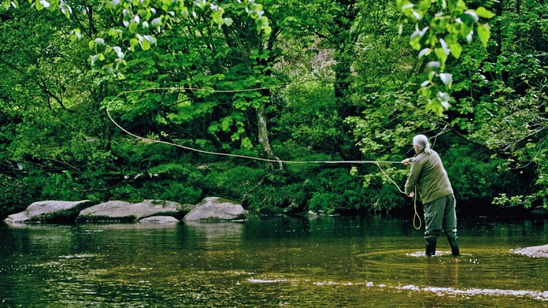 Fly fishing on the River Dart