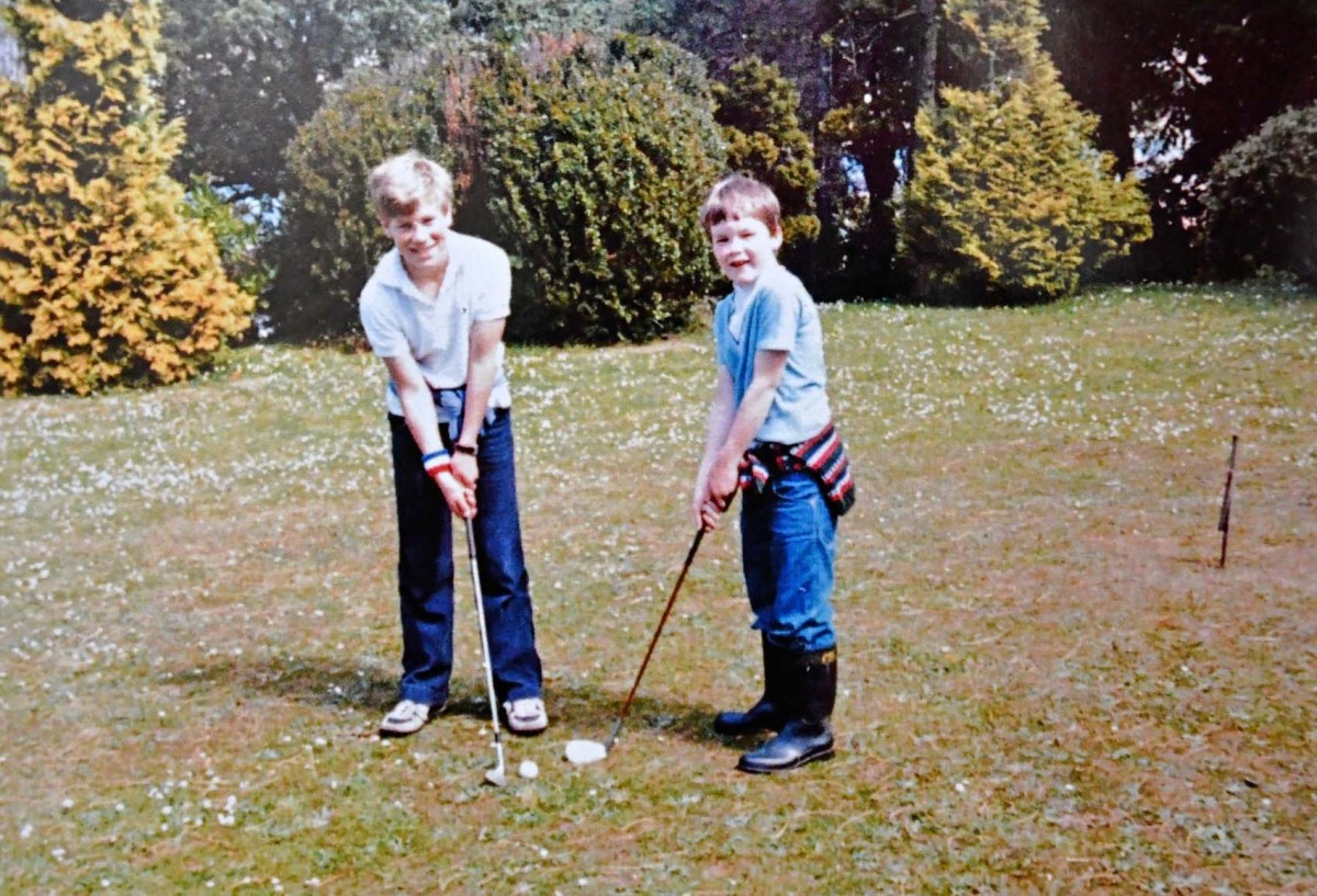 Me at around ten years of age, playing golf with my older brother