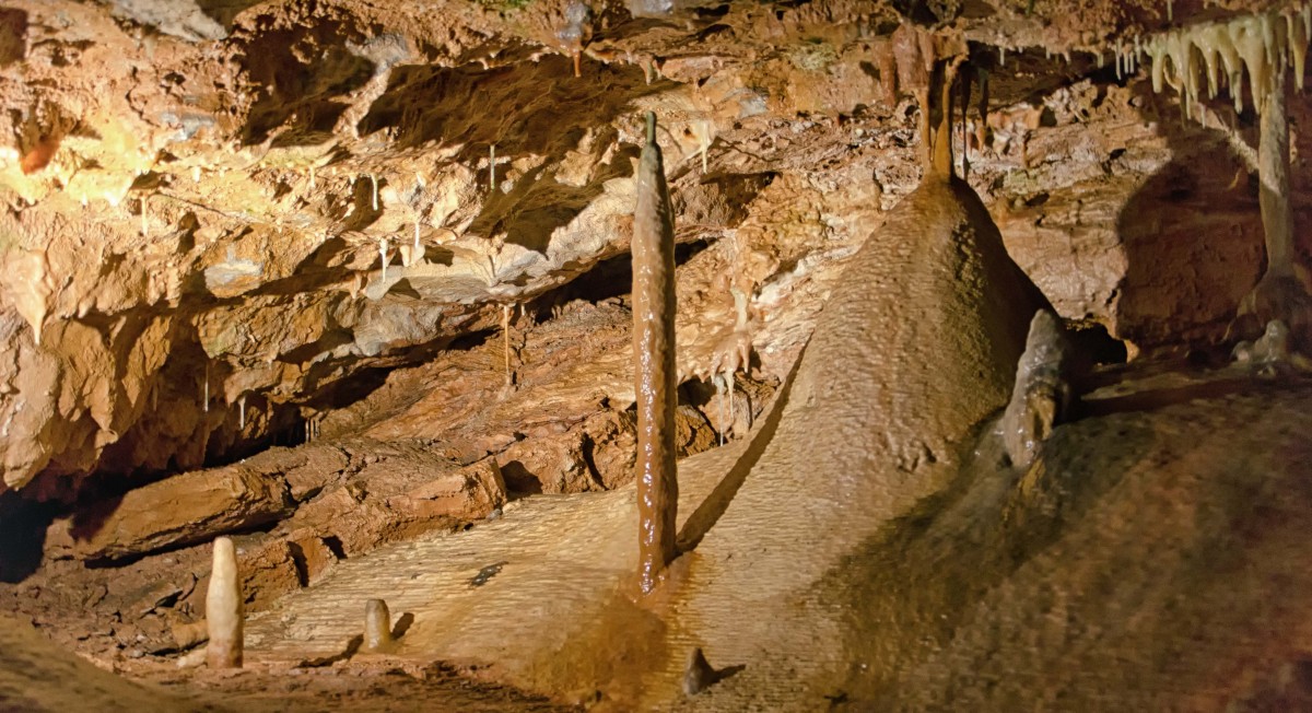 Stalactites and Stalagmites at Kents Cavern in Torquay