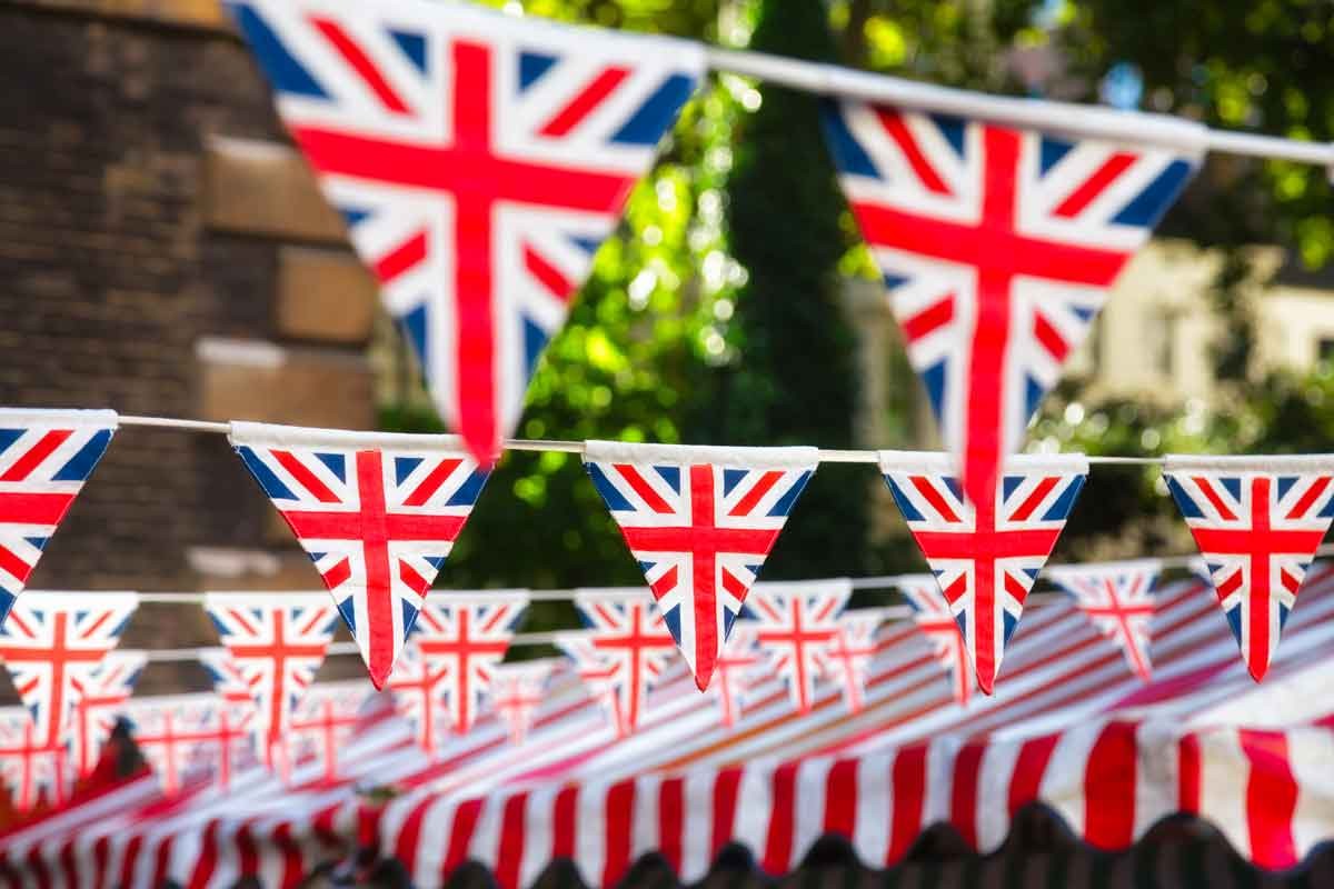 Union Jack bunting strung out for jubilee celebrations