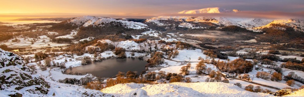 A wintry view from Loughrigg Fell near Ambleside