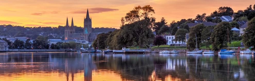 Looking up river to Truro Cathedral