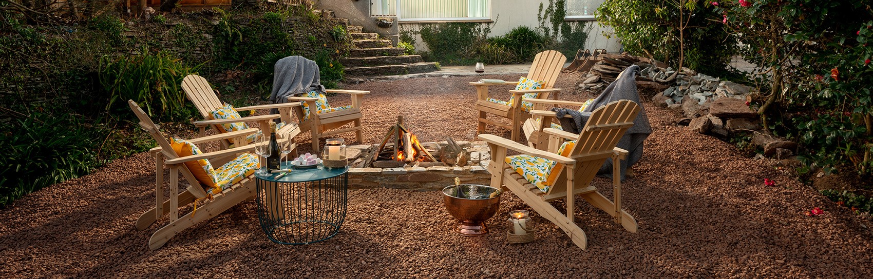Firepit Garden Whitebeam Wood self catering holiday cottage. Photograph by WHITEBEAM WOOD