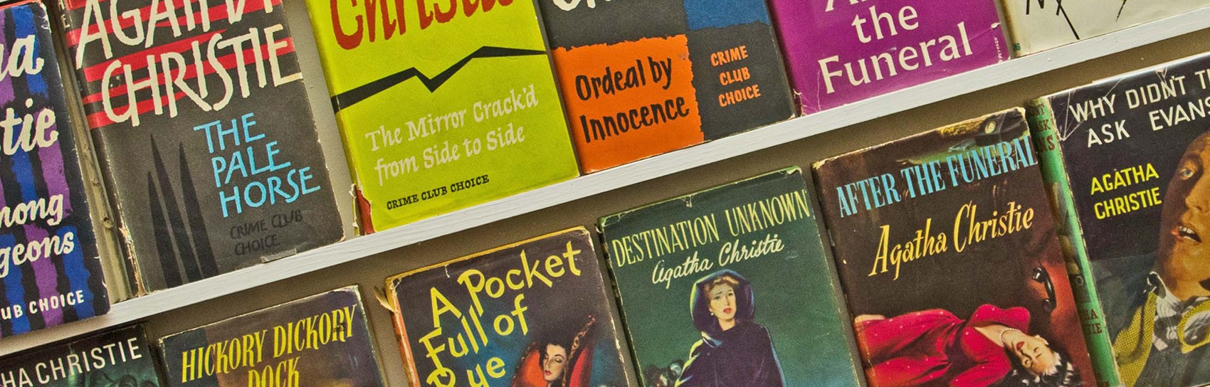 First editions of Agatha Christie's books. Photograph by ALEX GRAEME